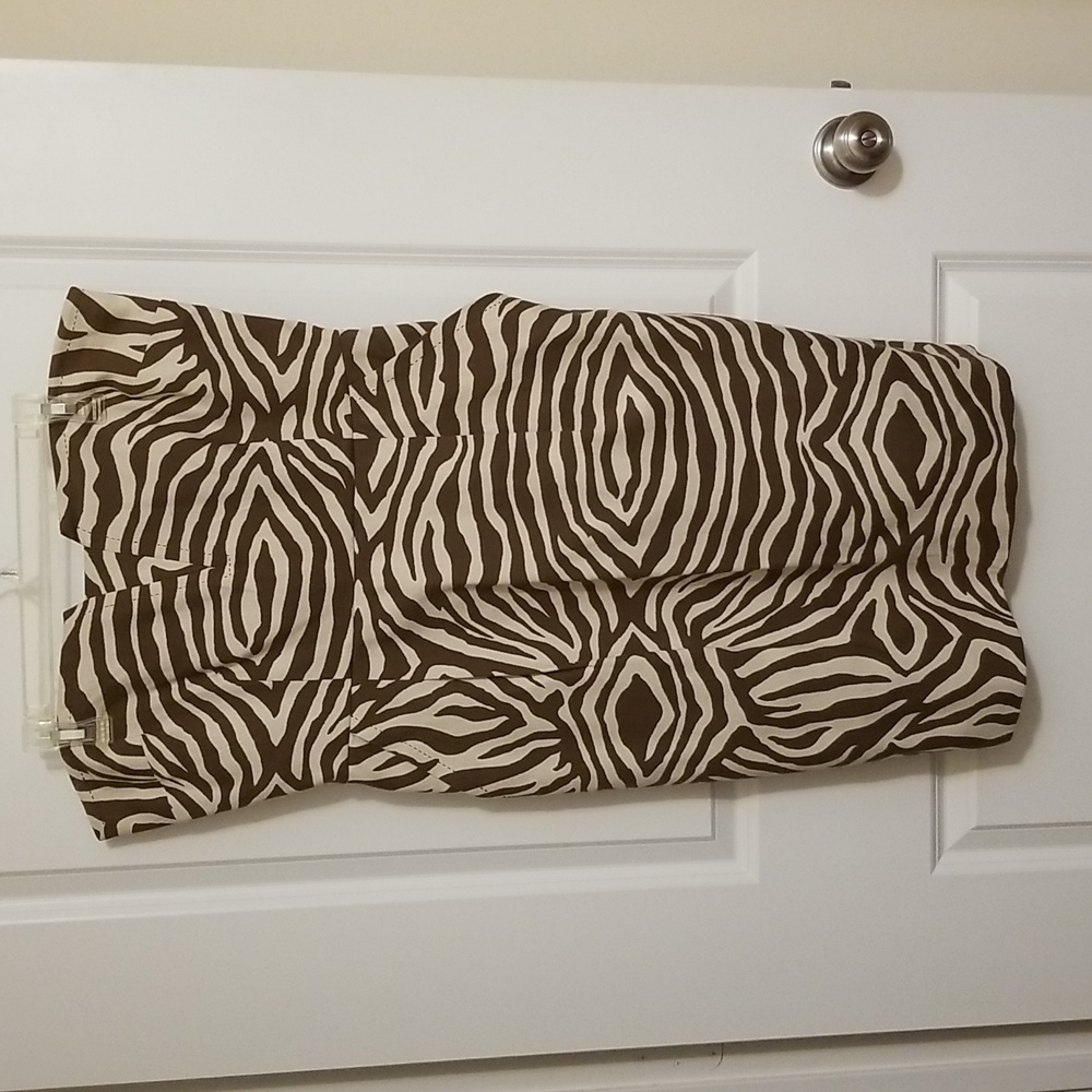 Kate Spade Strapless Matilda Brown Tan Zebra Print Dress Size 12